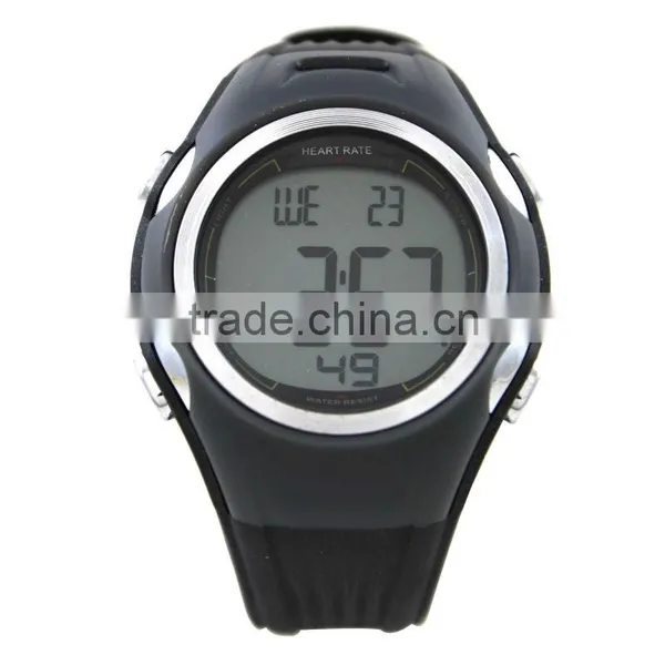 DW177 Black Color Digital Rubber Chrono, Timer, Alarm ,heart Rate Monitor Watch photo-2