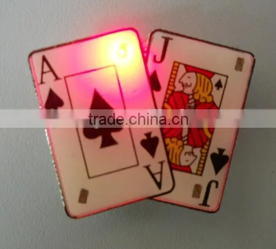 Creative Lovely Design Poker Shaped Led Light Flashing Badge Pins photo-3