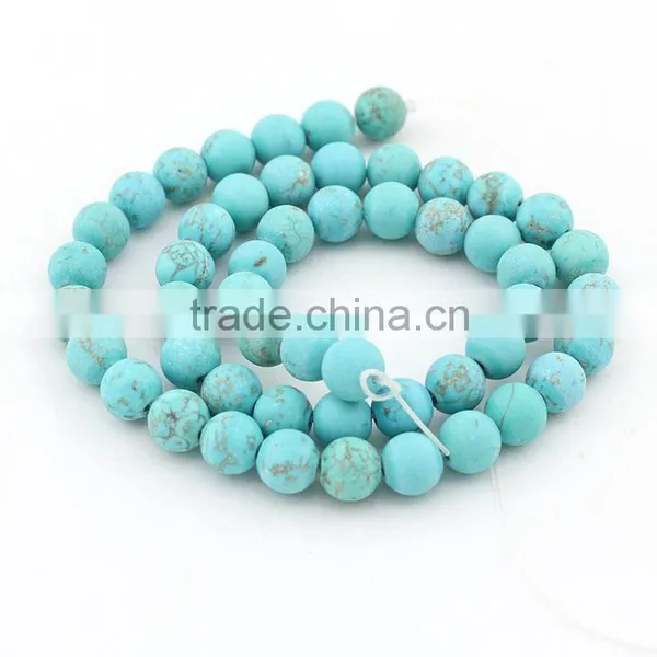 TB0430 Matte Natural Turquoise Round Beads,Matte Jewelry making beads,Dull Polished Turquoise Beads
