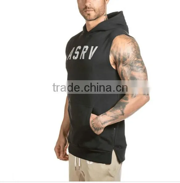 Wholesale Mens Cotton Sleeveless Pullover Gym Hoodies photo-2
