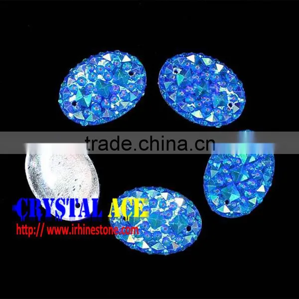 New Design Pink AB Crocodile Back All Sky Star Ellipse Flat Back Resin Sew on Stone for Clothing Textiles Multi-color Optional photo-2