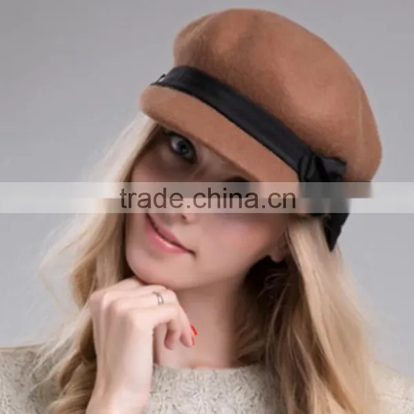 Fashion 100% Wool Felt Camel Color Fedora Style Hat