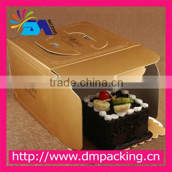 Full Gold Color Printing Paper Handle Gold Cake Box