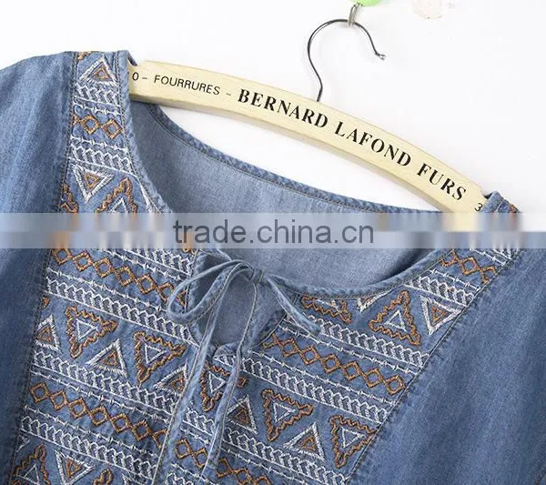 2015 Fashion High Quality Most Fashion Short Sleeve Denim Halter Dress For Women Ladies Europe Casual Dress Women Dresses photo-5