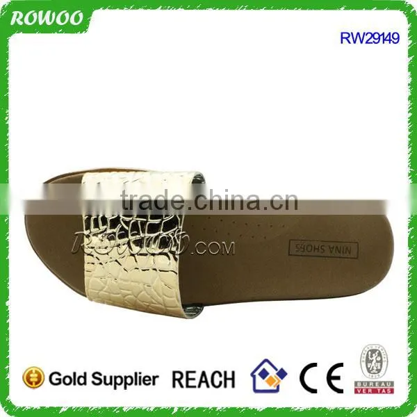 Lady Comfort Gold Patent Metallic PU Rubber Slippers,Sandals and Slipper,Flip Flops photo-2