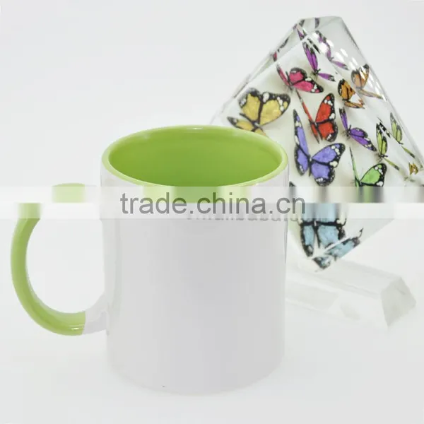 Sunmeta 11oz Sublimation Inner & Handle Color Mug Blue Color DIY White Mug for Gift photo-5
