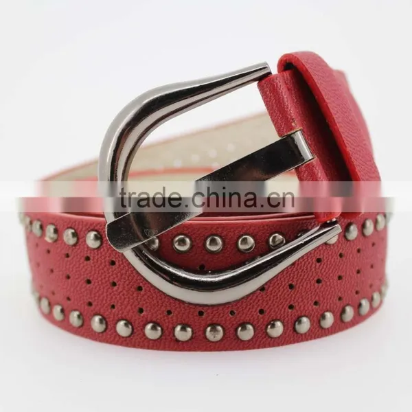 Women's Porpular Studded 35Mm PU Leather Belt With Hematite Buckle photo-2