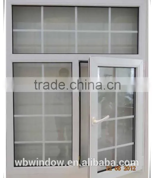 Cheap House PVC Casement Window Grill Design/ Double Panel Casement Window photo-4