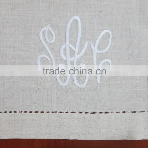 Monogram Beige Linen Table Runner photo-2