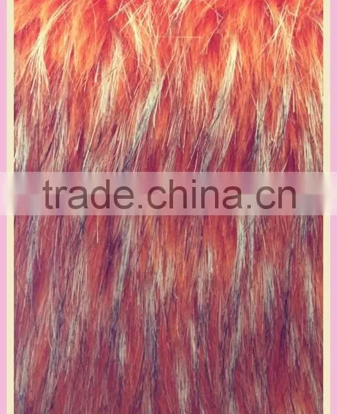 65mm Long Pile Faux Fur Fabric Poly Acrylic Jacquard Fabric Tip Print Artificial Raw Fur Skins Warp Knitting Clothing Fabric