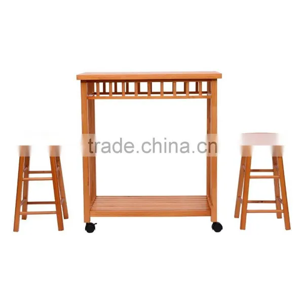Pine Wood Kitchen Island With Drawer & Tray photo-3