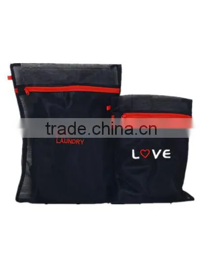 YIWU RODA 100% Polyester Durable Black Embroidery Foldable Washing Bag photo-5