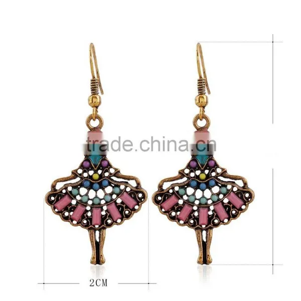 New Items Dancing Girl Design Fashion Beaded Drop Earring photo-4