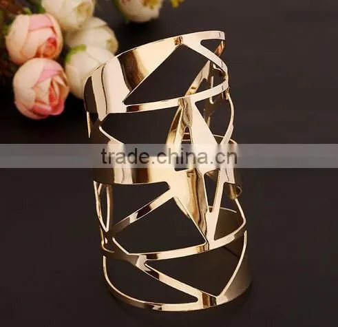 New Fashion Women Girl Jewelry Gold Plated Open Cuff Bangle Charm Bracelet photo-2
