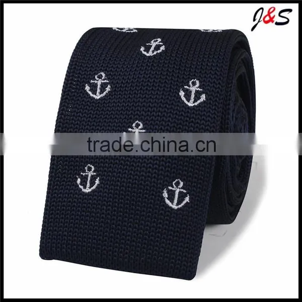 Wholesale Hand Made CUSTOM Navy Blue Silk Knitted Tie KT036 photo-4