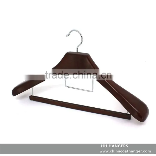 Luxury Bigger Shoulder Wooden Suit Hanger With Wooden Bar, Black Top Hanger With Non-slip Bar in High Quality photo-4