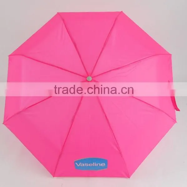 Brilliant Pink Color Umbrella 3 Folding Umbrella Printing Logo photo-2
