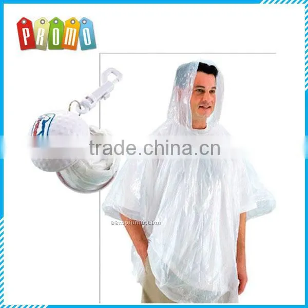 Golf Ball Container W/ Folding Pvc Weatherproof Poncho & Hook, Golf Ball Raincoat