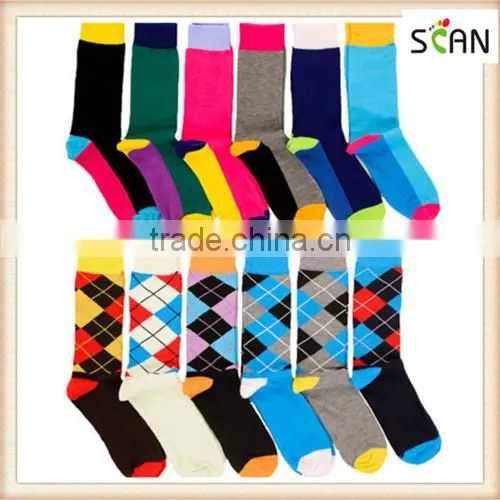 Factory Custom 6 Pairs Mens Fashion Dress Socks Multi Color Designer Print Argyle Pattern Lot