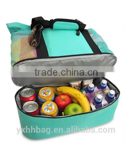 Mesh Beach Tote Bag With Insulated Picnic Cooler Beach Bag With Pockets and Zipper(YX-Z134) photo-5