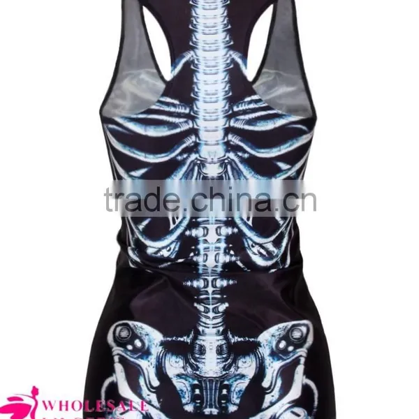 High Quality Milk Silk Underwaist Tank Top Women Bones/X Ray/Skeleton Black Summer Tank Top BX006 photo-2