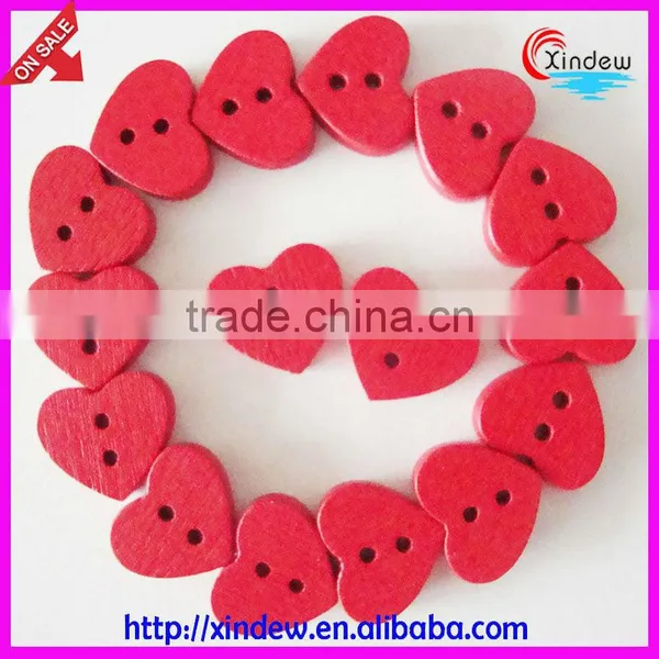 Heart-shaped Wooden Button for Children 24L