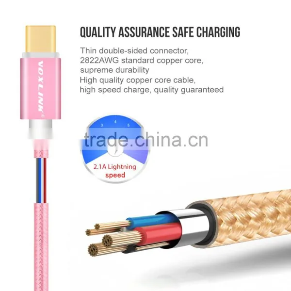 Voxlink 1m TYPE-C Male to Male Mobile Phone Data Cable Charging Cable Nylon Braided Metal Wire Type C to Type C Cable photo-5