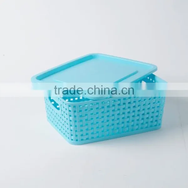 Vivinature Plastic Rattan Storage Basket With Cover photo-3