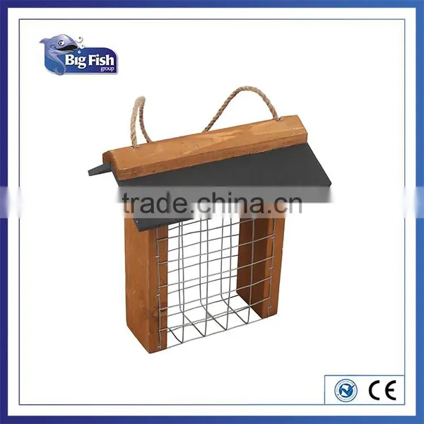 FSC WOODEN NESTING NEST BOX BIRD HOUSE SMALL BIRDS FAT BALL FEEDER WITH SLATE ROOF photo-2