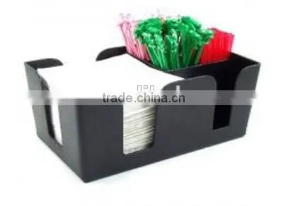 ABS PS Napkin Holder 6 Compartments Barware New Napkin Holder Napkin Straw Stirrer Holder photo-2