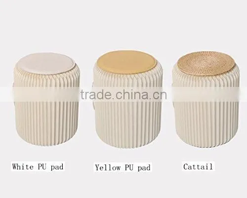 Creative Paper Furniture,Portable Small Stool,Pure Manual Round Stool Folding Stool (cream-colored) photo-5