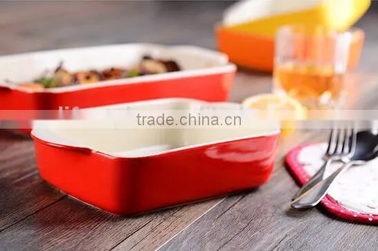 2017 Colorful Glazed Stoneware Baking Pan Dishes Custom Ceramic Bakeware Sets photo-2