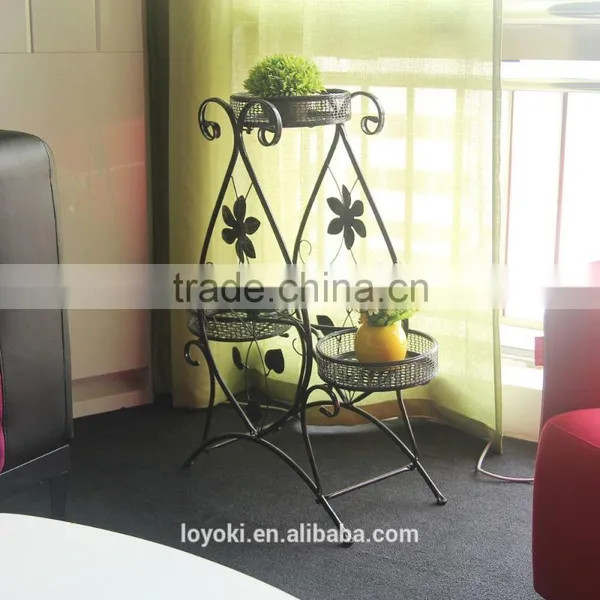 Handicraft Home Garden Decor Display Retro Shelf Metal Planter Holder Planter Style Wrought Iron Flower Pot Stands photo-2