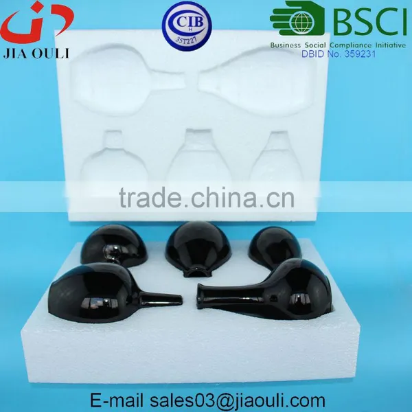 BSCI Audit Factory Black Glazed Custom Ceramic Flower Vases Set of 5 Pcs for Mail Order photo-3
