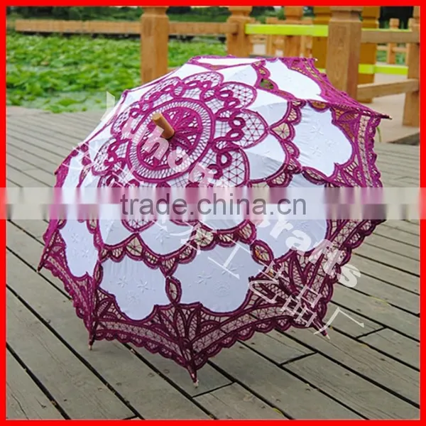 Fuschia Decorative Bella Lace Umbrella For Wedding photo-4
