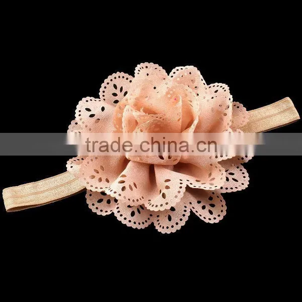 Pierced Fabric Flower Hairbands for Baby Girls photo-4