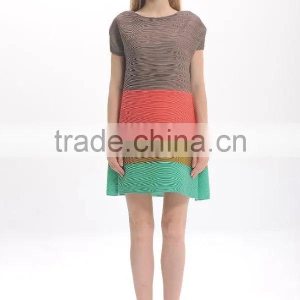 Ladies Multi Rainbow Color Wrinkle Loose New Model Dress photo-5