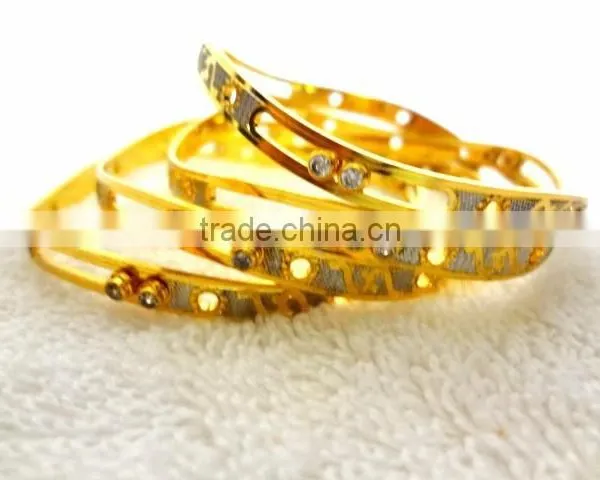 Stylish Micro Gold Plated Bangles With Moving Stones photo-2