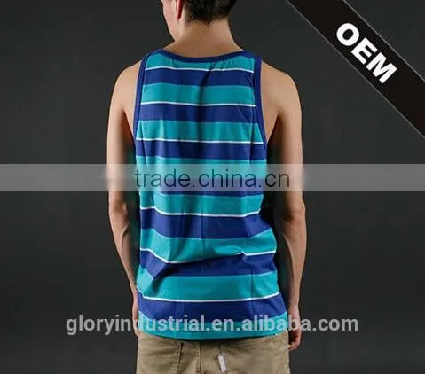 100% Cotton Stripe Gym Tank Top Men photo-2