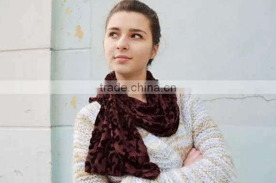 Vintage Brown Velvet Scarf ,Lace Shawl, Gothic Shawl, Plush Scarf, Women's Neck Scarf, Devore Scarf Stole, Velvet Devore Scarf photo-3