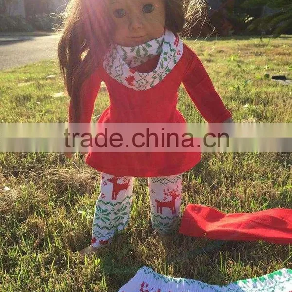 Christmas Americe Doll/kids 2 Sets FALL/Winter OUTFITS Scarf Pant Girls Reindeer Aztec Boutique Clothes Kids Turquoise Sets photo-2