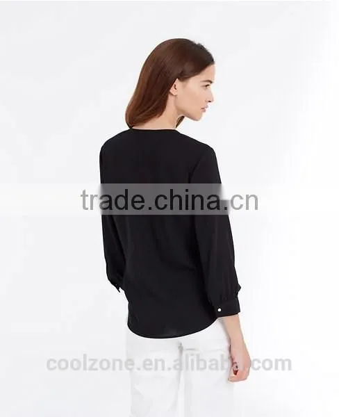 2015 New Collection Blouse 100% Polyester Dissymmetry Front Lady Blouse photo-5