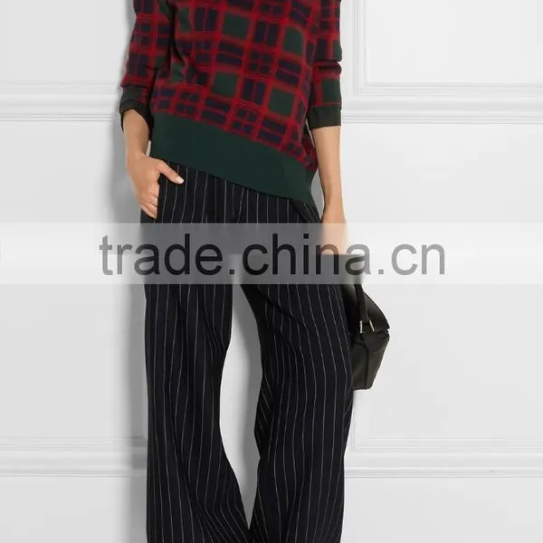 Custom Check Pattern Ladies Pullover Hot Sale Sweater Factory in China photo-2