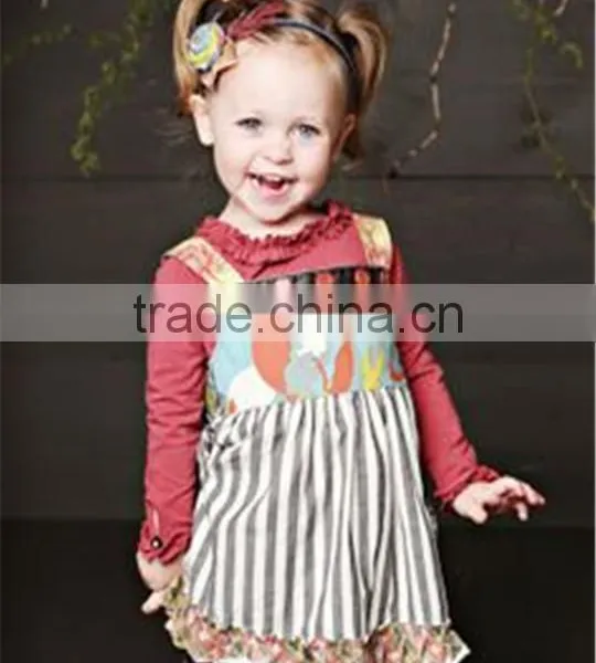 Cute Baby Stripe Ruffle Boutique Plain Kids Outfit photo-2