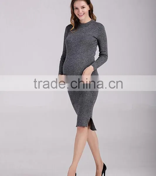 Women Fashion Design Maternity Dress Pregnant Stretch Bandage Long Sleeve Dresses For Ladies photo-2