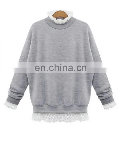 New Ladies Casual Sport Tops Plain Hoody Girls Lace Sweatshirt Jacket Plus Size photo-3