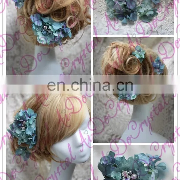 Aidocrystal Handmade Artificial Hair Flower With Pealrs Rhinestone Bridal Hair Comb Accessories photo-2
