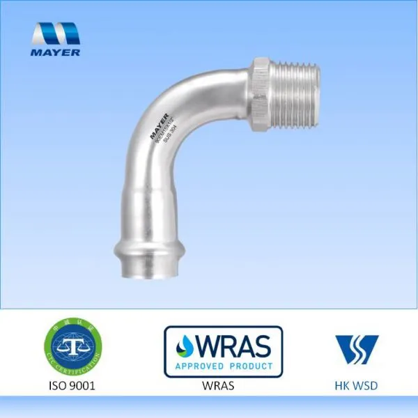 Stainless Steel Elbow 90 Degrees With Male Thread WATERMARK Press Fitting