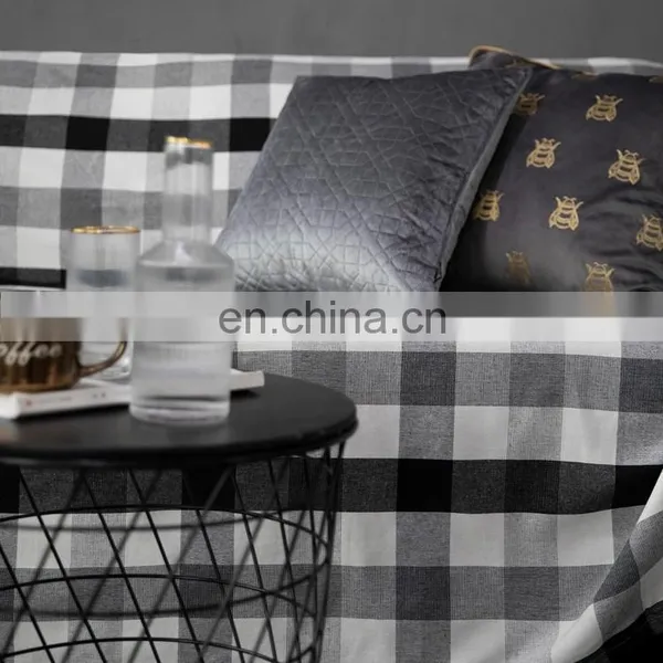 Custom Black and White Checker Sofa Protector Cover 100% Cotton Soft Plush Couch Cover photo-5