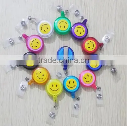 New ID Card Holder 20pcs Reel Retractable Badge Key Tag Clip Name Smiling Face photo-3